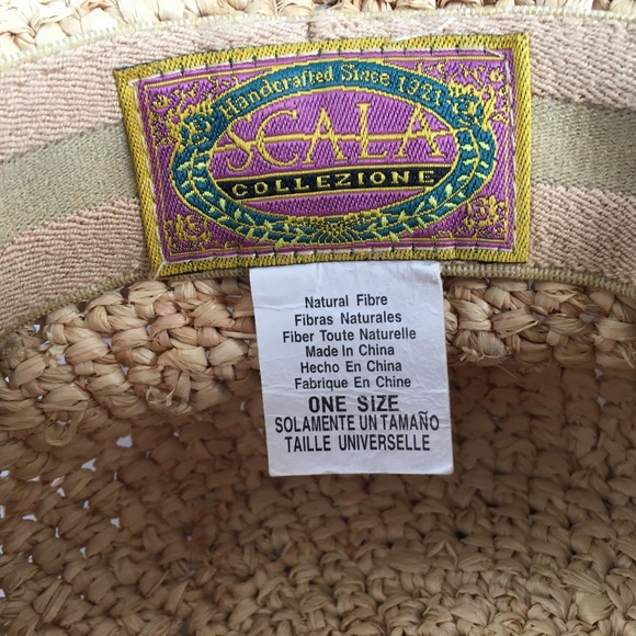 SCALA Wide Brim Straw Sun Hat with Broken Shells Twisted on Band One Size - Picture 7 of 8